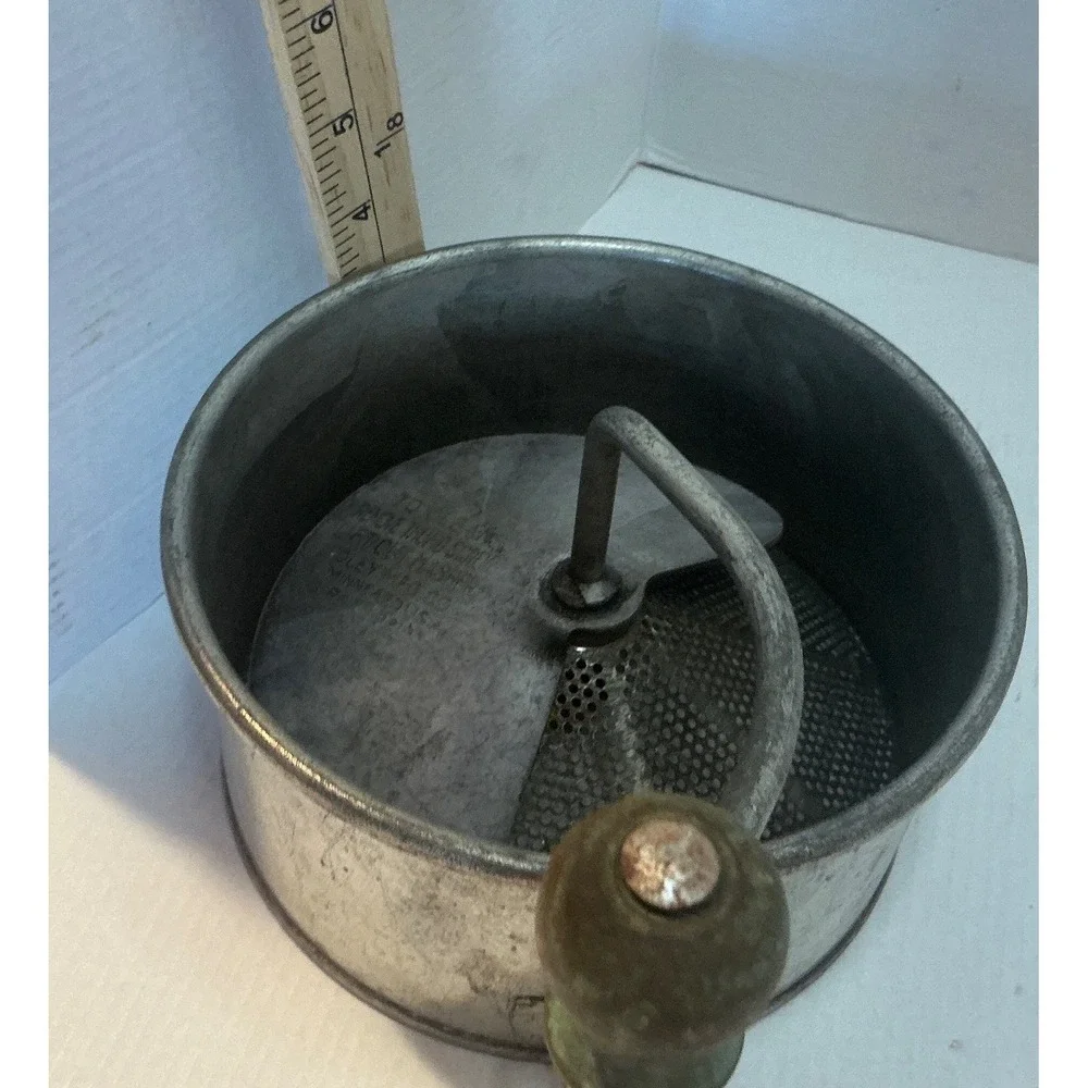 Foley Vintage Food Mill Hand Crank Green Wood Handle Kitchen Tool Farmhouse Deco